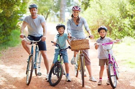 Enjoying a bike ride as a family