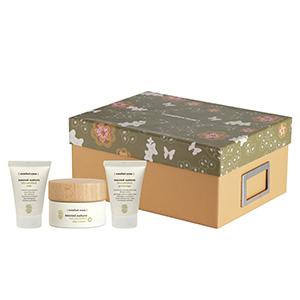 Each kit contains: Sacred Nature Milk 25ml, Sacred Nature Day Cream 50ml, Sacred Nature Gommage 25ml 